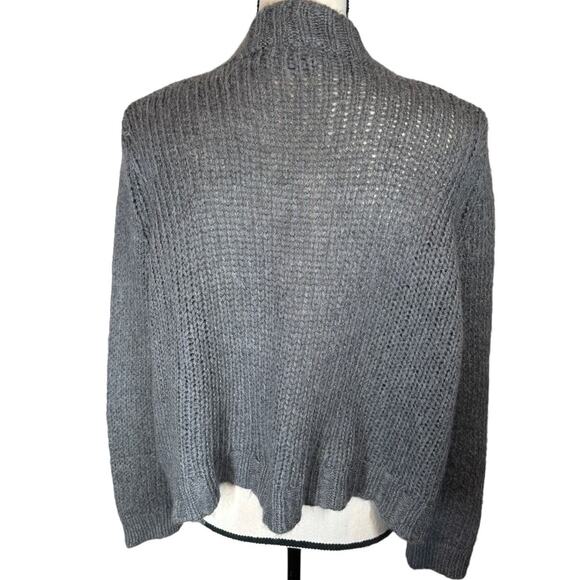 Wooden Ships Gray Open Front Semi Cropped Cardigan Wool Mohair‎ Small - Picture 3 of 7